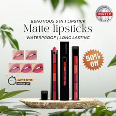5 In 1 Huda Beauty Lipstick Nude Shades Matte Lipsticks Waterproof | Long Lasting