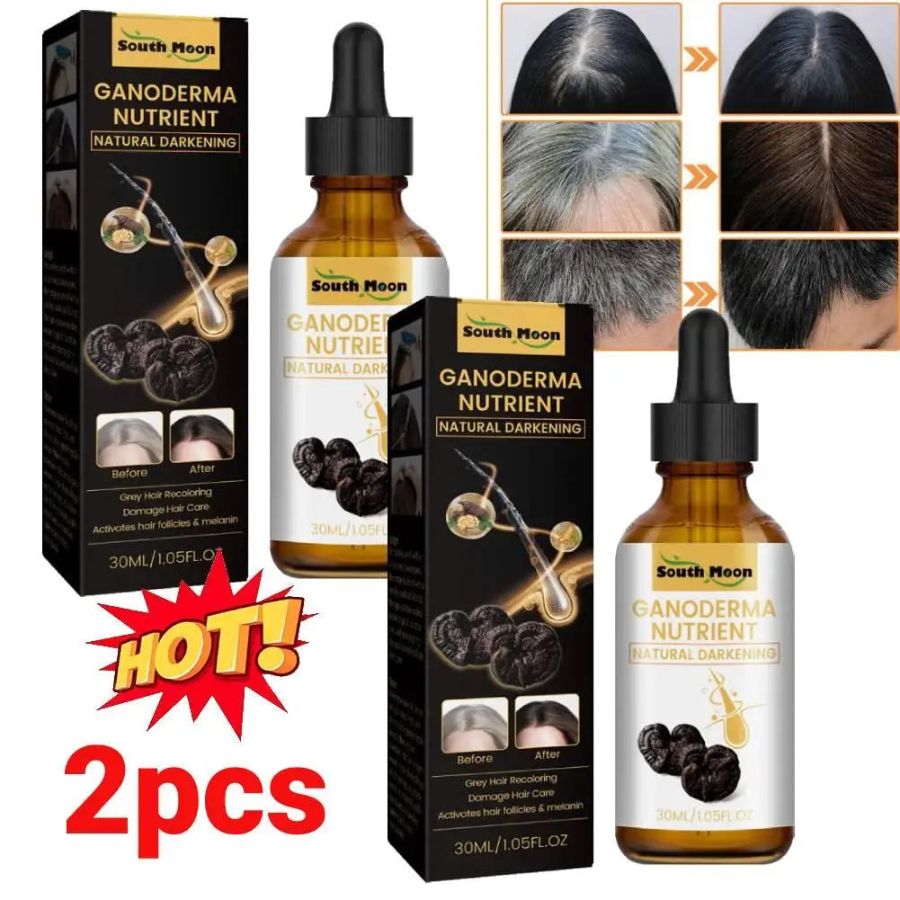 Ganoderma Hair Darkening Serum – Natural Anti-Grey Formula for Thicker, Healthier Hair (30ml x 2)