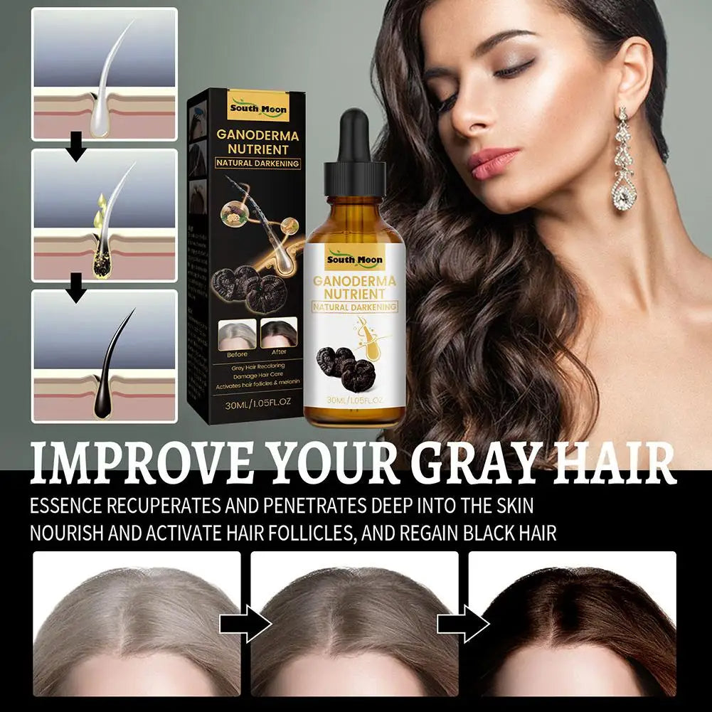 Ganoderma Hair Darkening Serum – Natural Anti-Grey Formula for Thicker, Healthier Hair (30ml x 2)