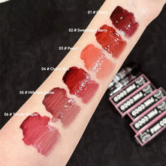 WR PINKCOCO Bear Doodle Mirror Lip Glaze — Long-Lasting Shiny Lip Gloss, Student-Friendly, Skin-Brightening Nude Lipstick