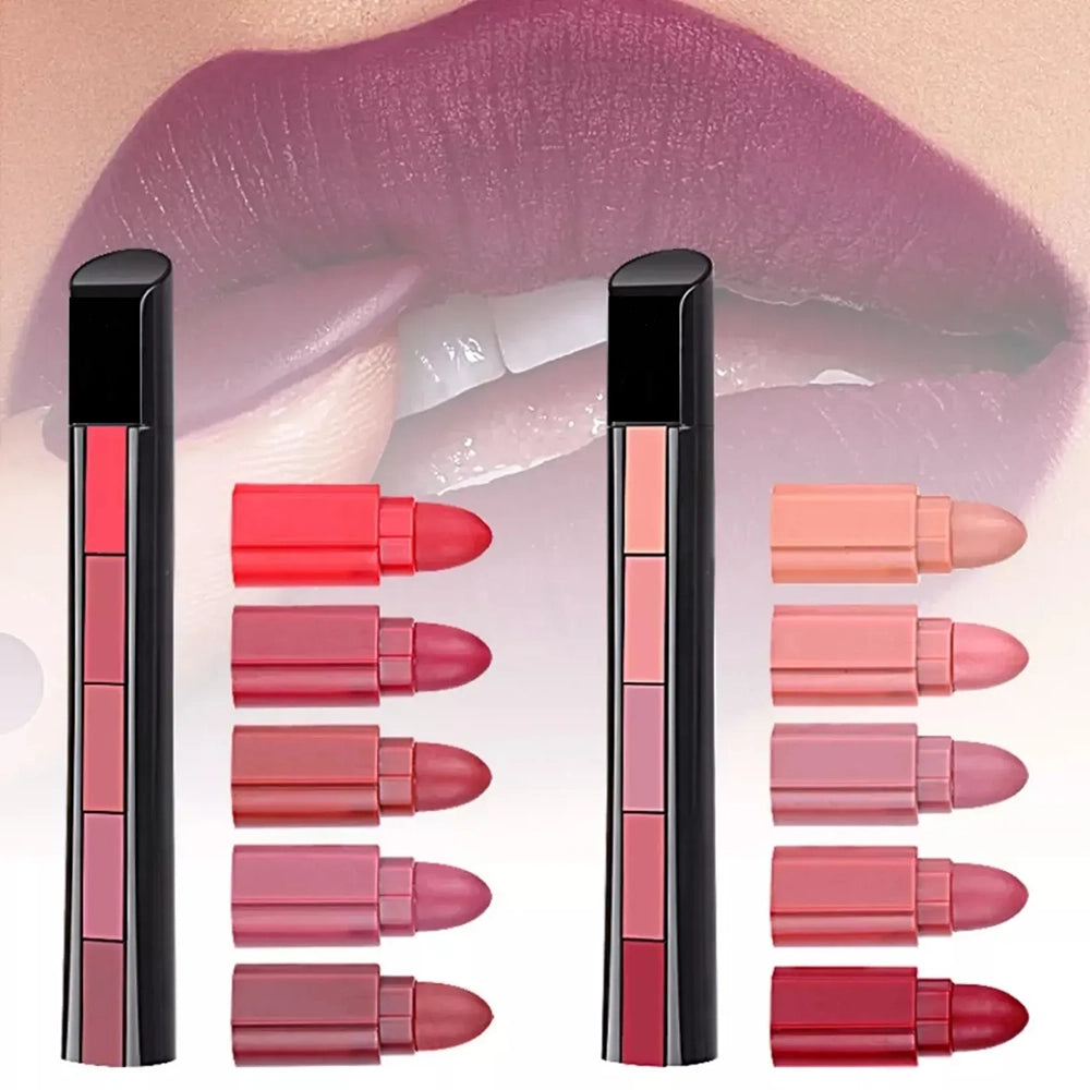 5 In 1 Huda Beauty Lipstick Nude Shades Matte Lipsticks Waterproof | Long Lasting