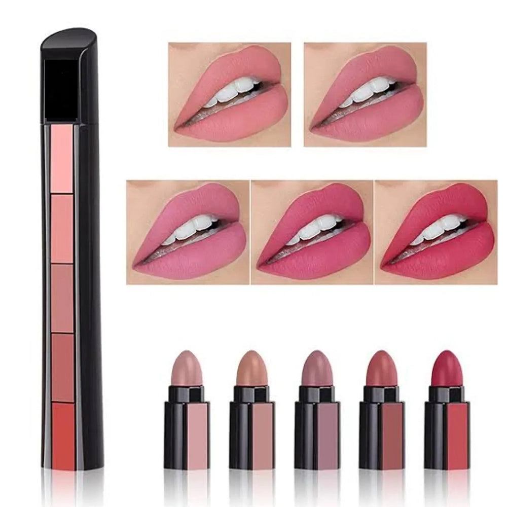 5 In 1 Huda Beauty Lipstick Nude Shades Matte Lipsticks Waterproof | Long Lasting